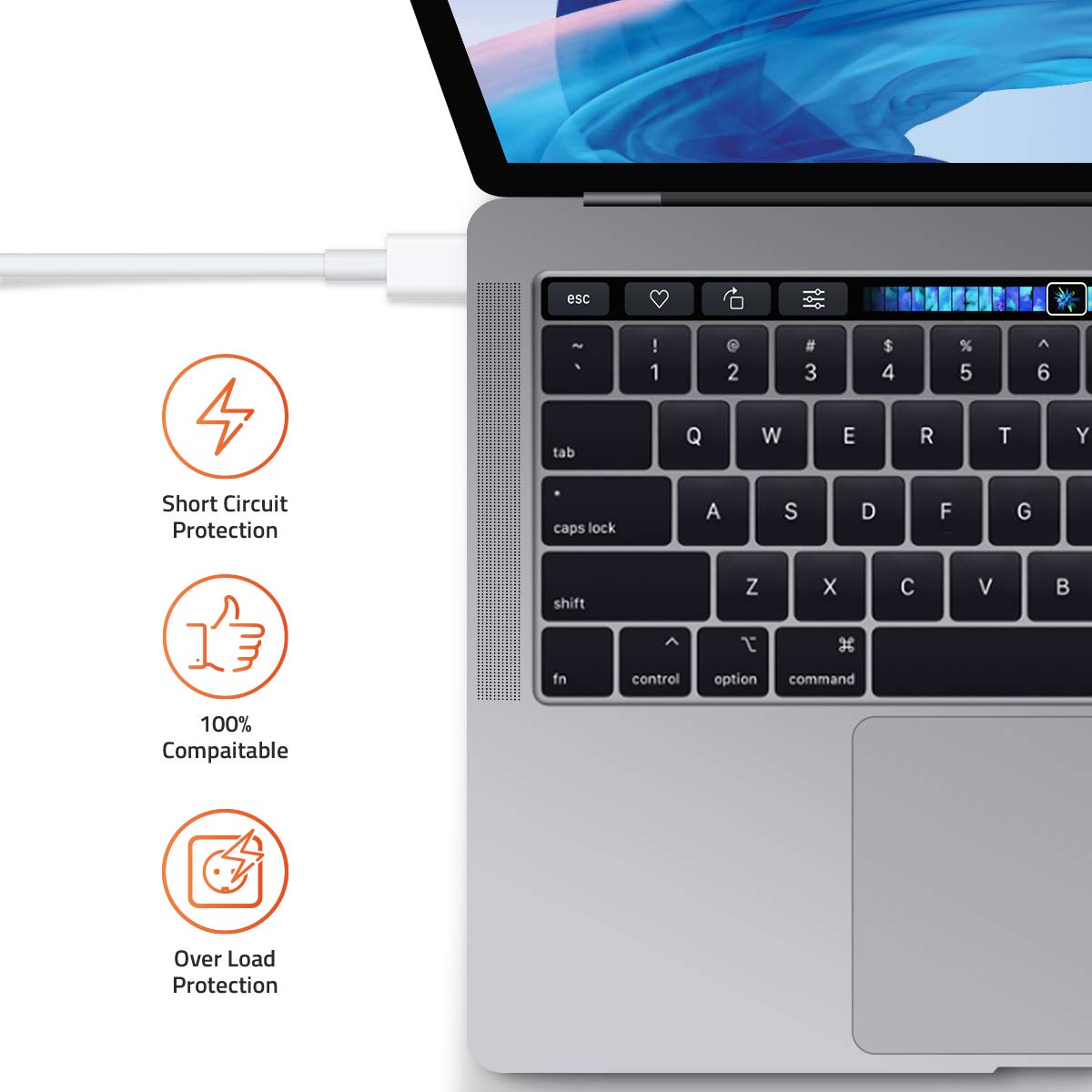 Apple 61 Watts USB Type C Laptop Adapter/Charger Compatible with MB Pro 13” (20.3V,3A) 2016 Onwards. Connector: USB Type-C (USB PD/QC 3.0) - Image 4