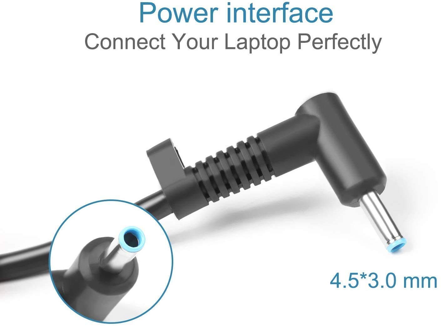 HP 65W AC Charger Adapter 4.5mm for HP Pavilion Black (With Power Cable) -- MPN: HP 65W Bluetip - Image 6