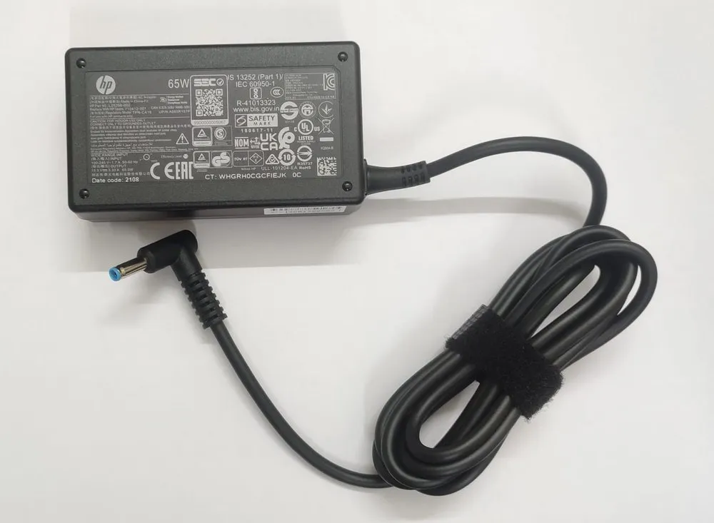 HP 13.3-inch Series Laptop Adapter Charger 65W 19.5V 3.33A Bluetip for HP Envy 15-j000 5 x360 TPN-Q146 X2 13(With Power Cable) -- MPN: HP 65W Bluetip New Shape - Image 2