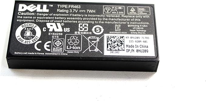 3.7V 7WH FR463 NU209 Laptop Battery compatible with Dell R900 R910 R710 2950 2900 6950 6850 PE1950 PE2950 P9110 U8735 Perc 5i 6i