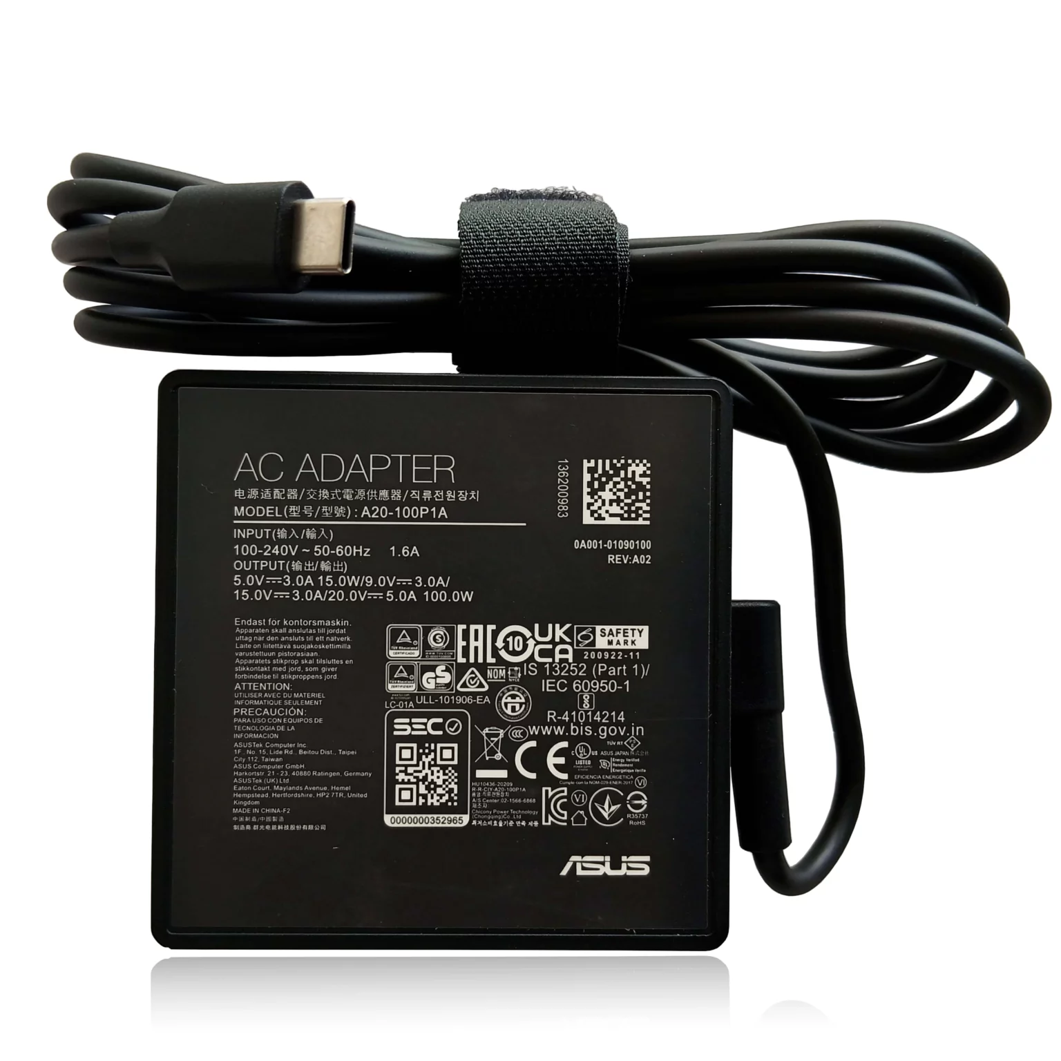 Asus 100W Charger Type-C Laptop A20-100P1A AC- Adapter ( 100-240V)