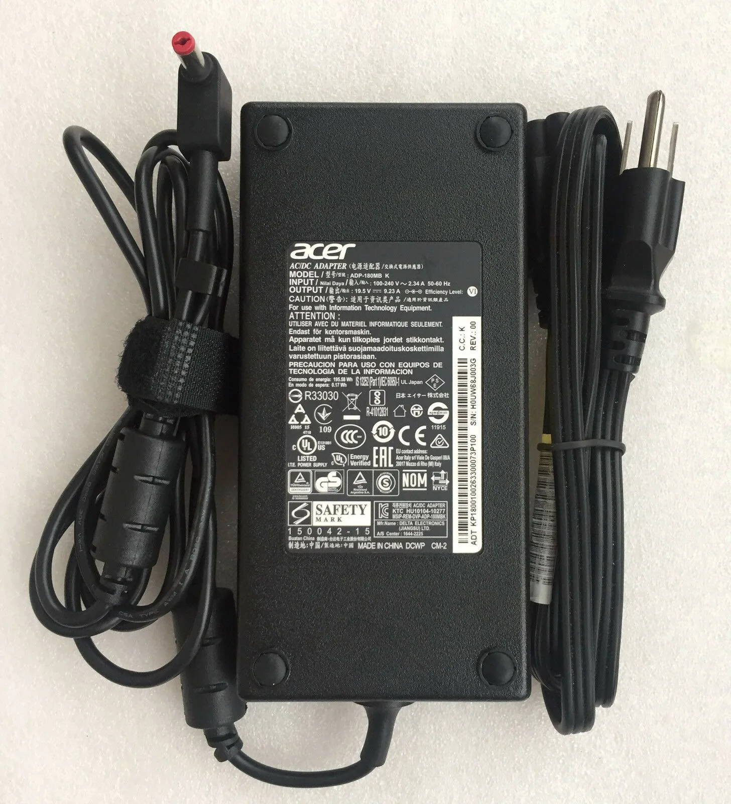 Original 19.5V 9.23A 180W Laptop Charger For Acer Predator Helios 300 PH317-51-78H7-- MPN: ACER 180W 5.5mm