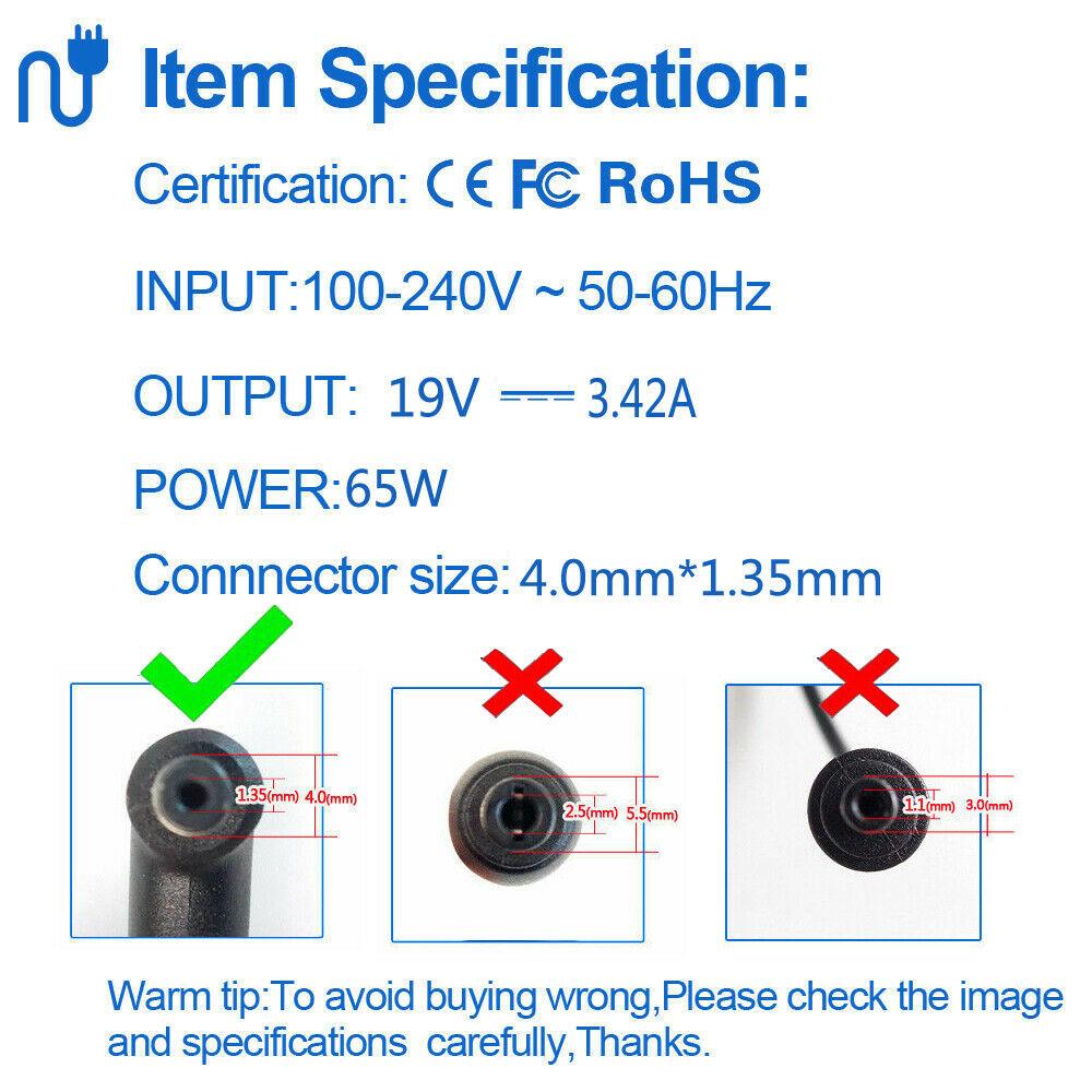 Original Asus 65W 4.0mm*1.35mm 19V 3.42A Charger For Asus Prime UX32VD-- MPN: Asus 65W 4.0mm - Image 7