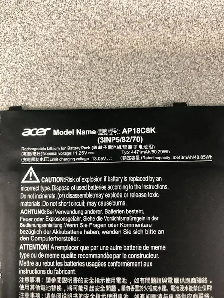 Original Acer AP18C8K Chromebook Spin CP713-2W 5 slim A515-54 Battery - Image 3