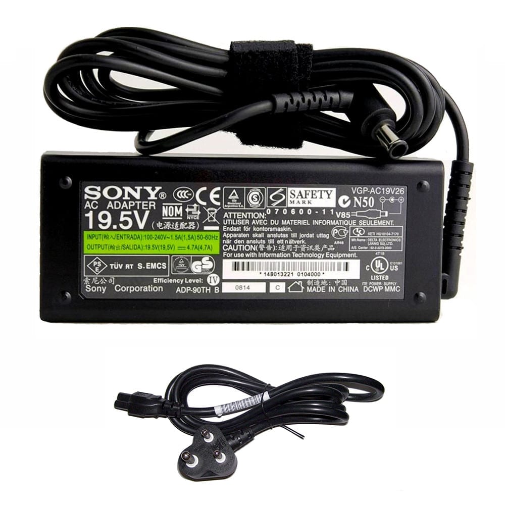 Sony 90w charger adapter 19.5v- 4.7amp with power cord – 1yr warranty-- MPN: Sony 90w